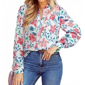 NEW 1 THE WOMAN elouise blouse in lavender florals